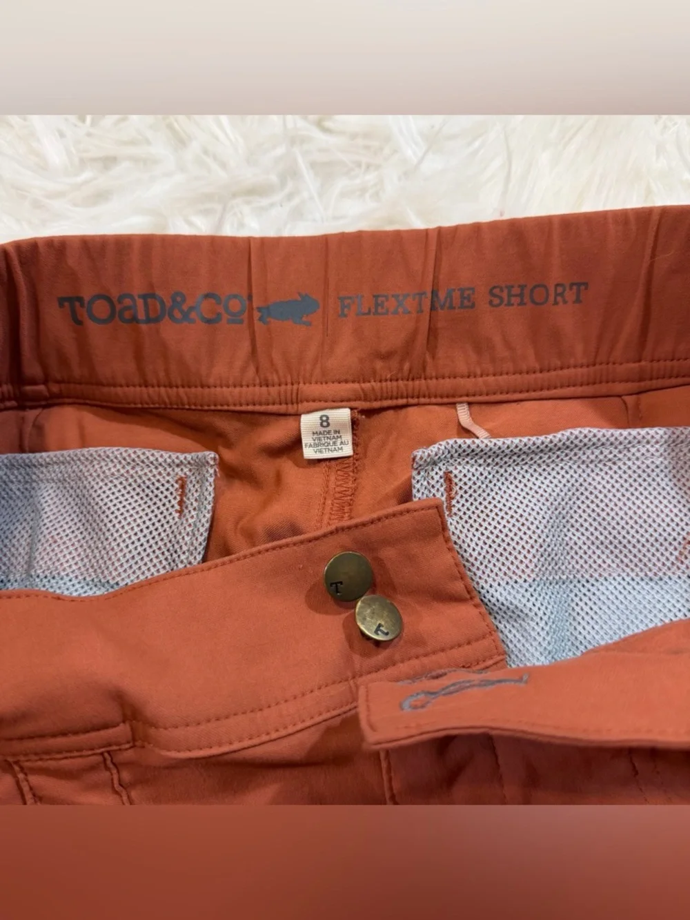 Toad&Co Flextime shorts for outdoors casual women’s Size 8 burnt orange